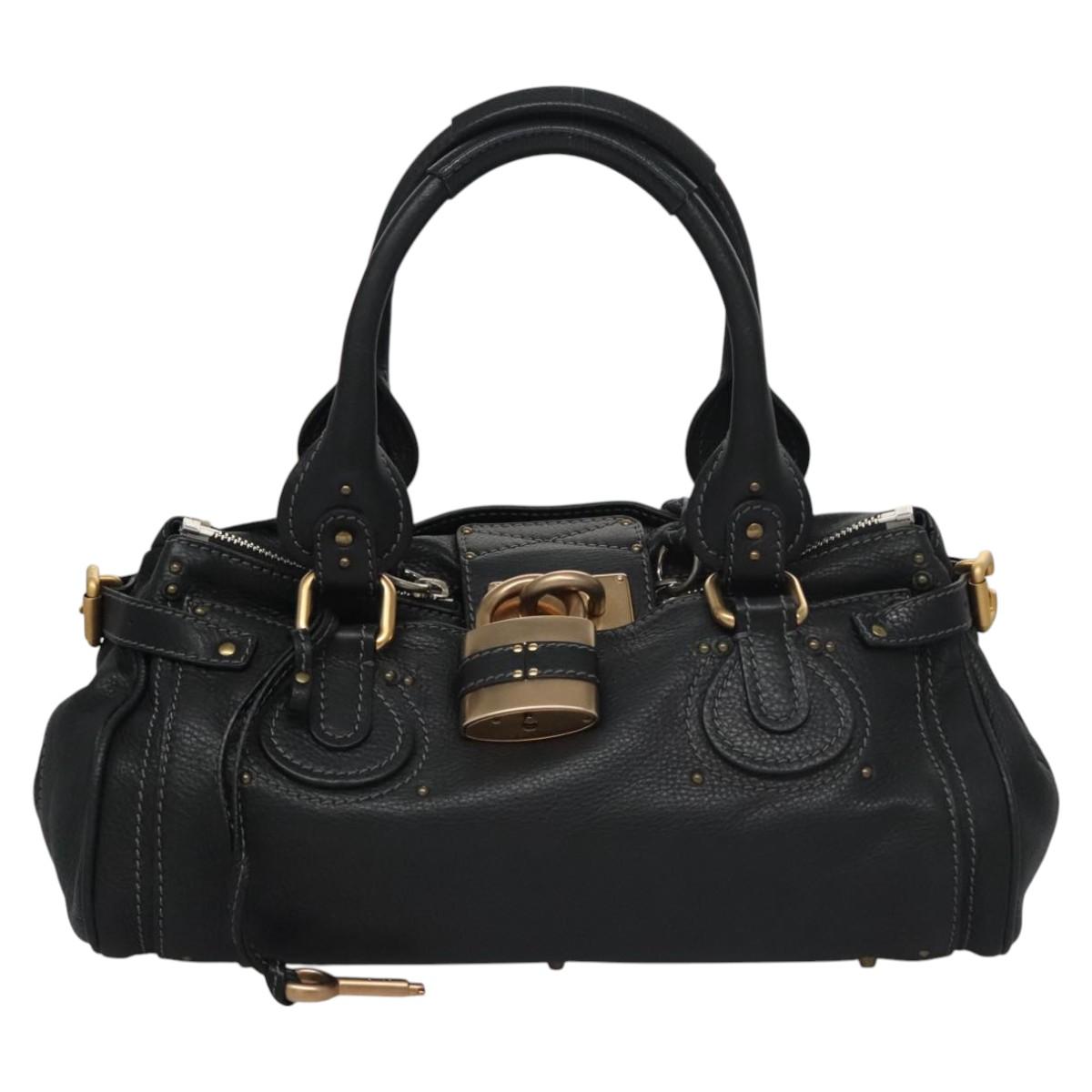 Chloe Paddington Hand Bag Leather Black Gold Silver 113733