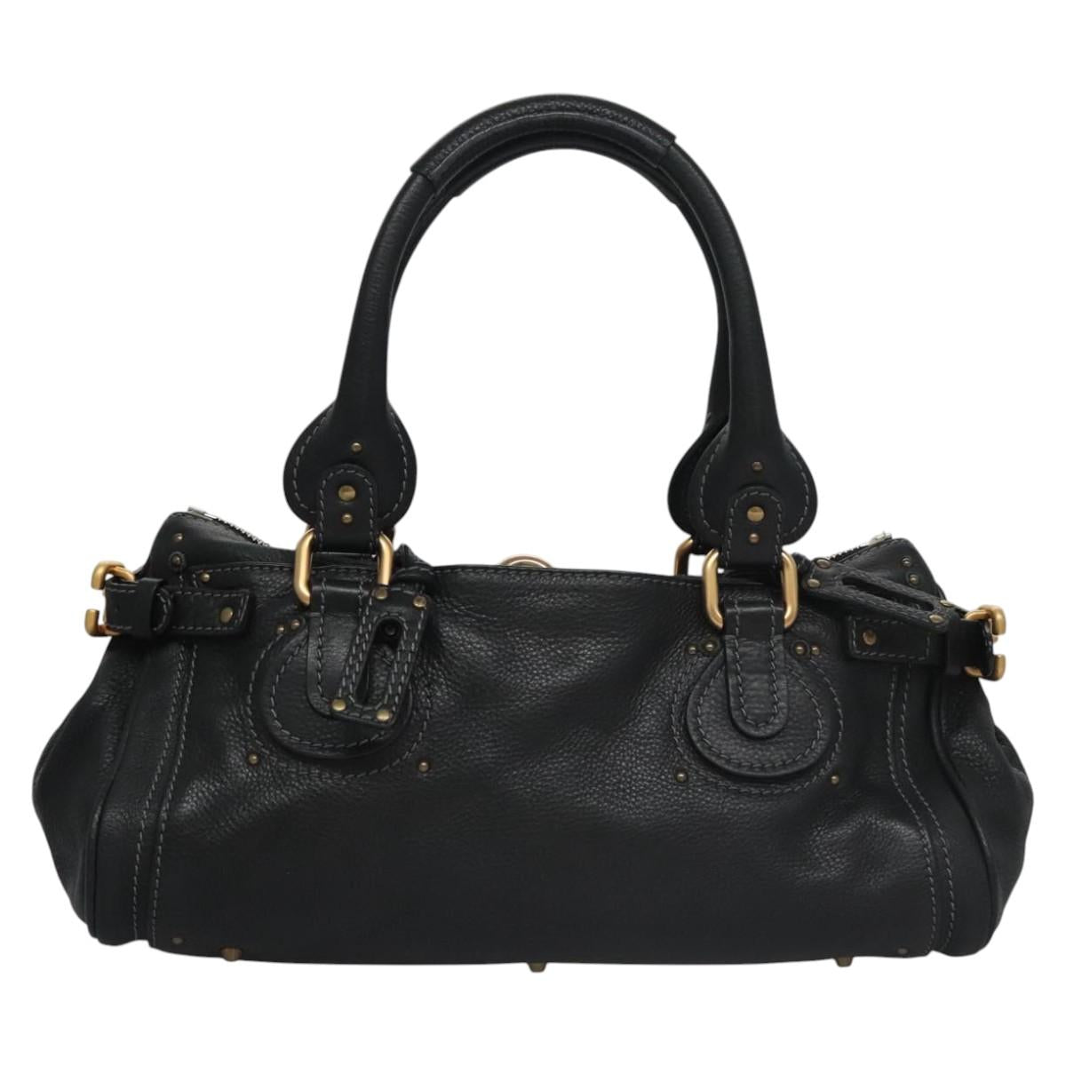 Chloe Paddington Hand Bag Leather Black Gold Silver 113733