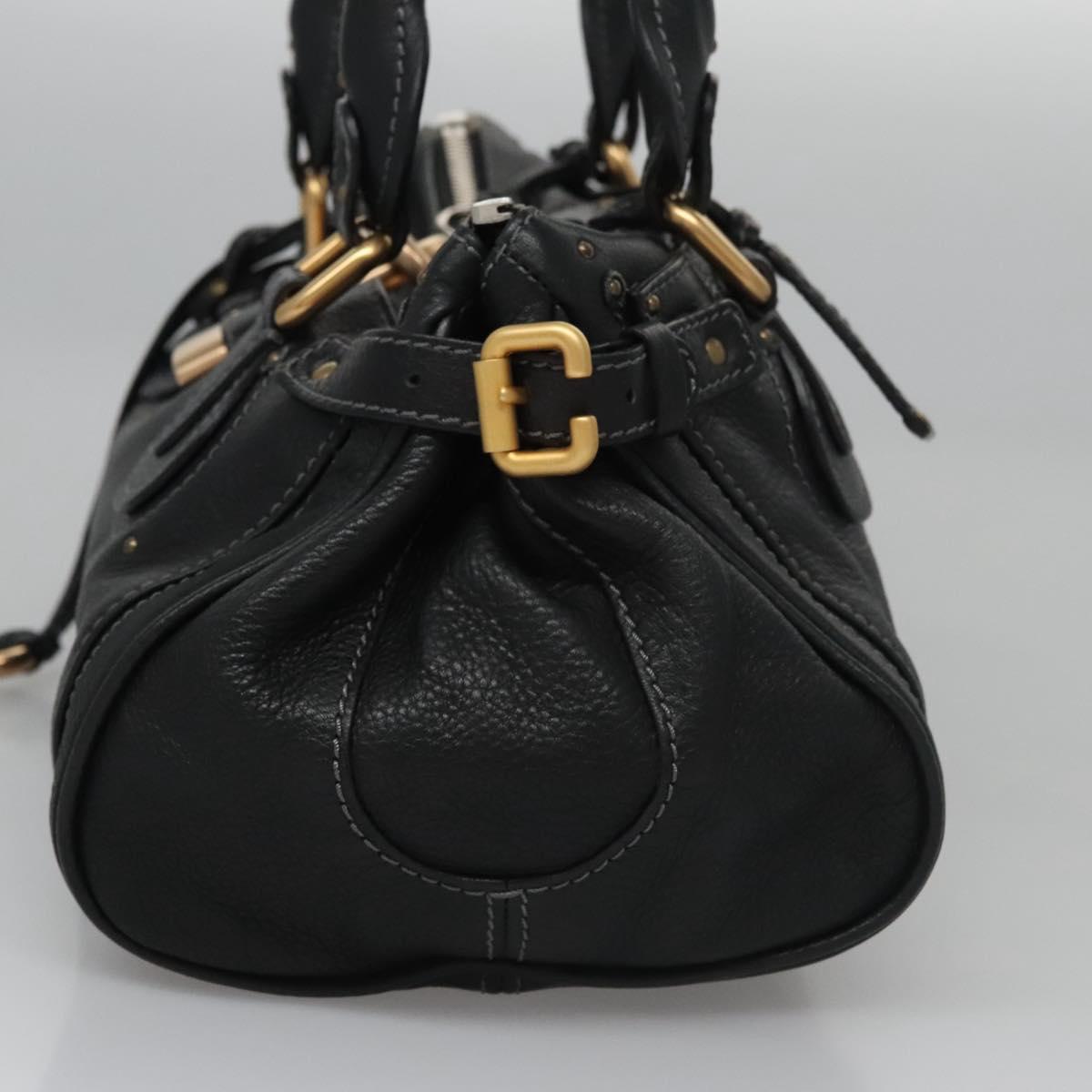 Chloe Paddington Hand Bag Leather Black Gold Silver 113733