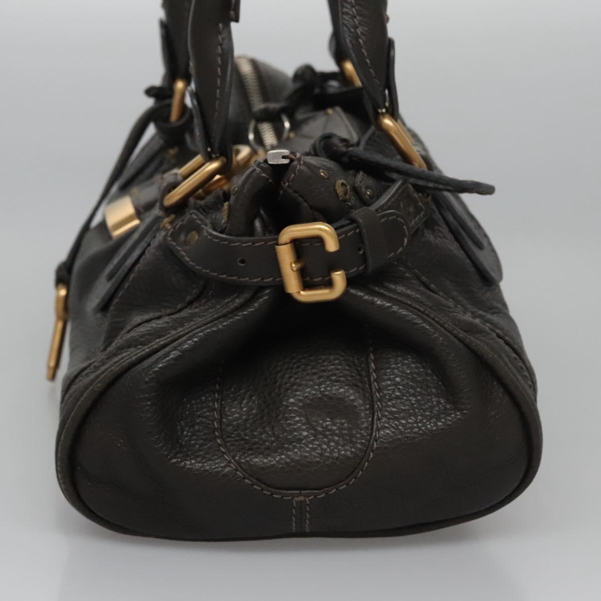 Chloe Paddington Hand Bag Leather Dark Brown Gold Silver 113775