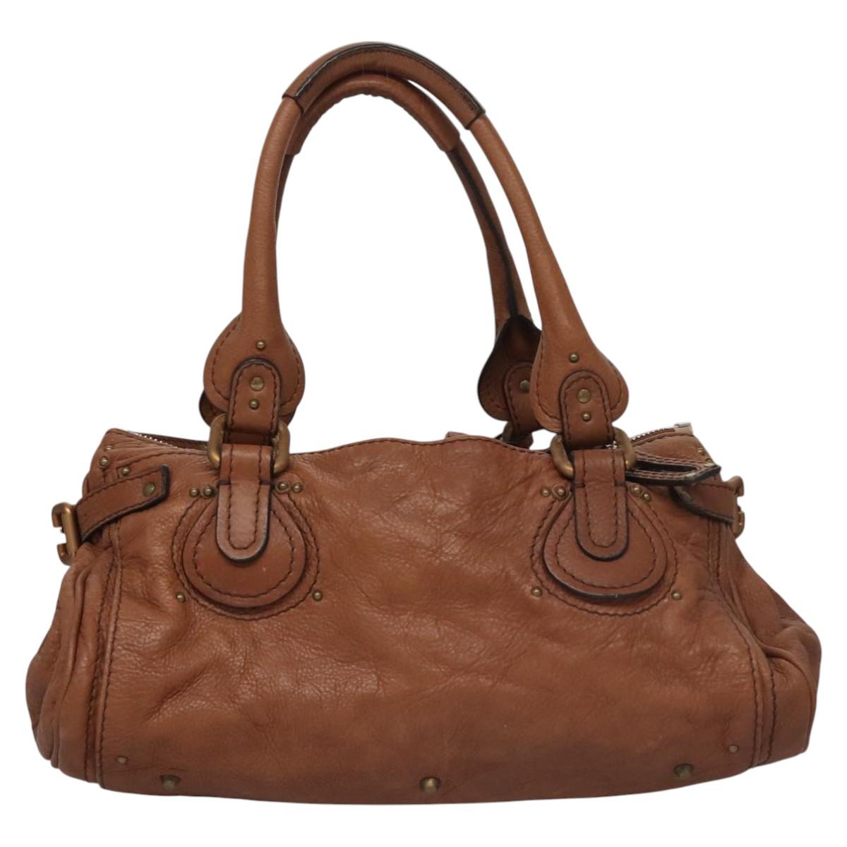 Chloe Paddington Hand Bag Leather Brown Gold Silver 113924