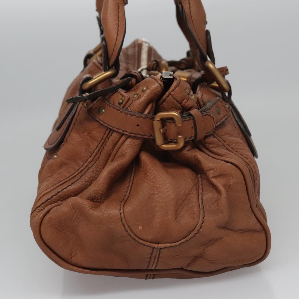 Chloe Paddington Hand Bag Leather Brown Gold Silver 113924