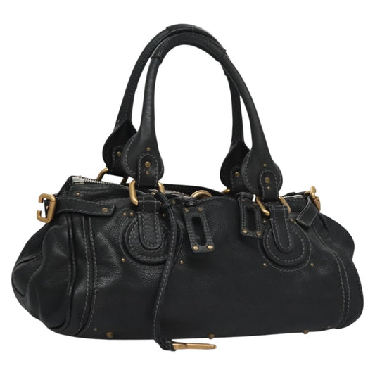 Chloe Paddington Hand Bag Leather Black Gold Silver 114055