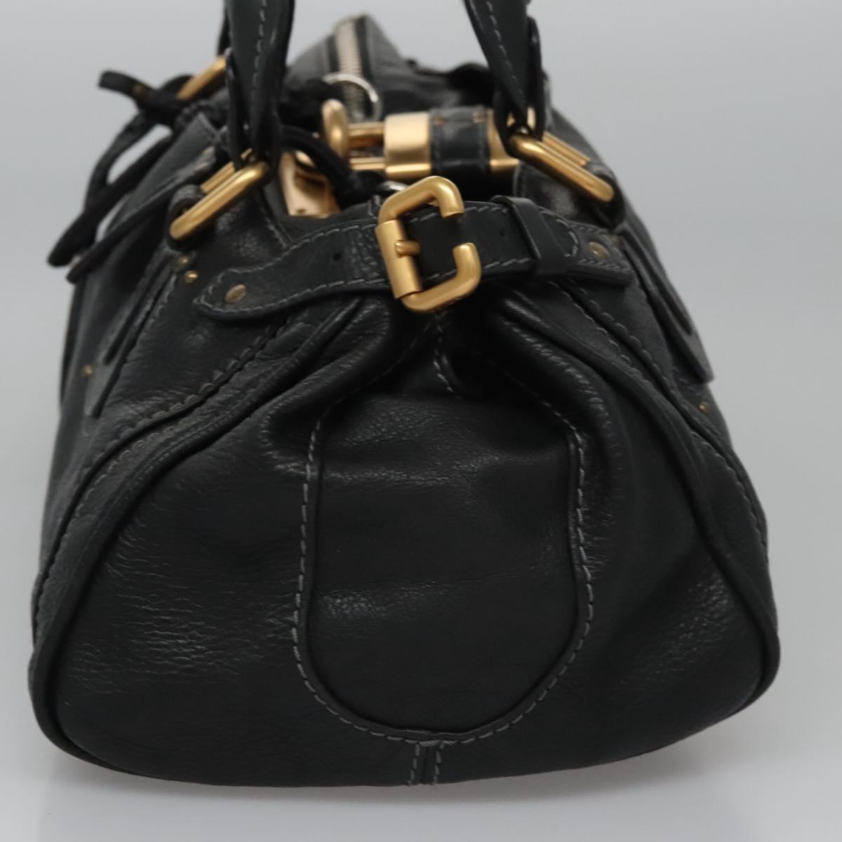 Chloe Paddington Hand Bag Leather Black Gold Silver 114055