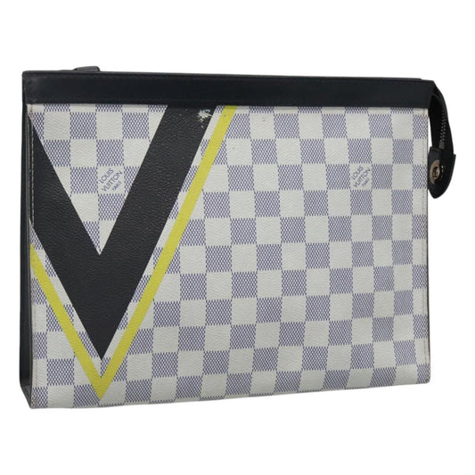 LOUIS VUITTON Damier Azur Pochette Voyage MM Clutch Bag N60049 LV 114396