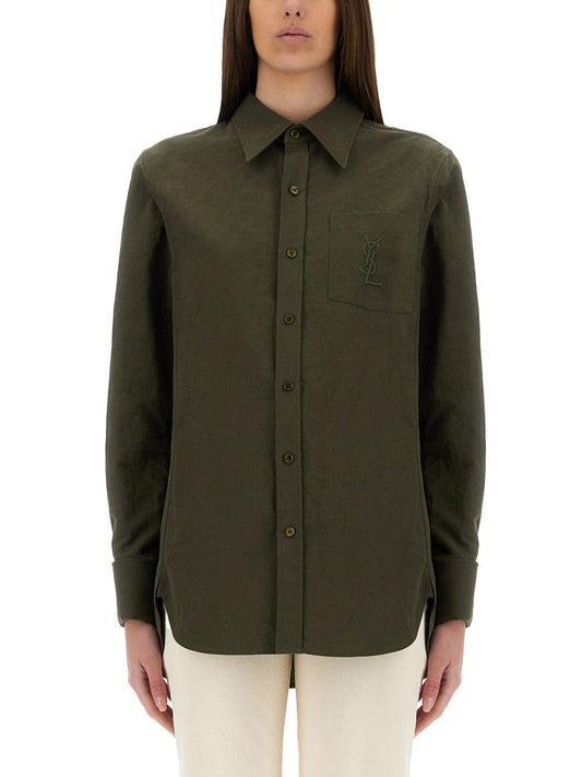 Saint Laurent Women Linen And Cotton "Cassandre" Shirt