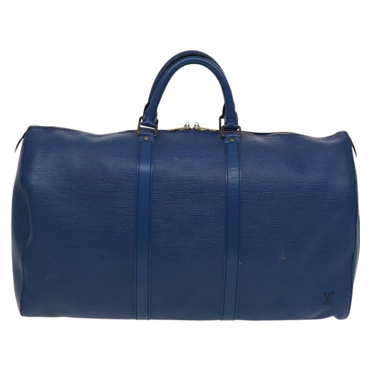 LOUIS VUITTON Epi Keepall 50 Boston Bag Blue M42965 LV 115515