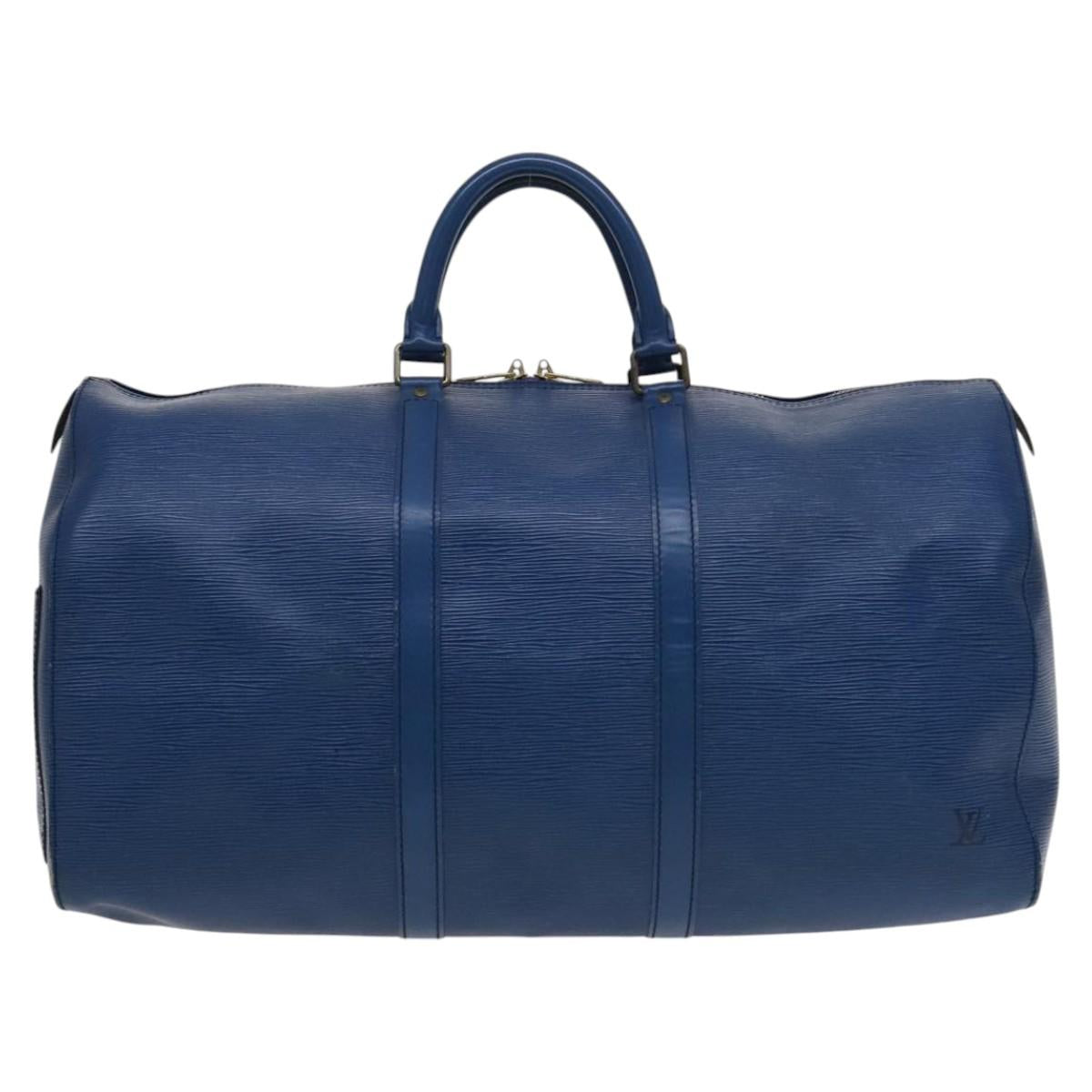 LOUIS VUITTON Epi Keepall 50 Boston Bag Blue M42965 LV 115515