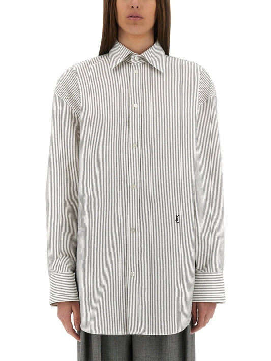 Saint Laurent Women Striped Cotton Shirt