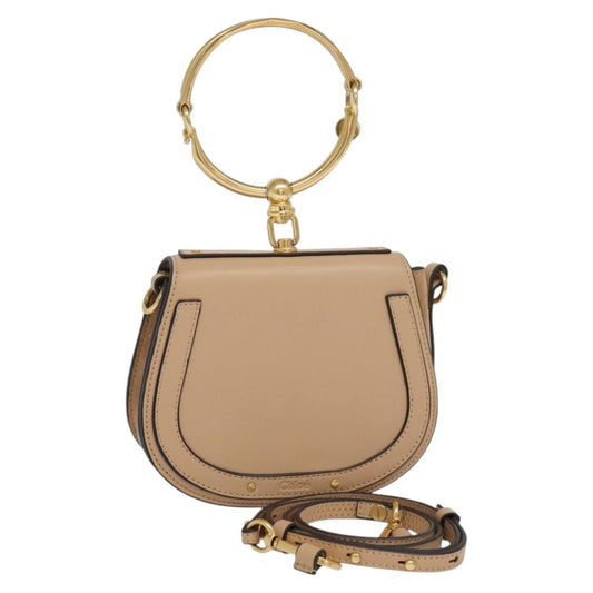 Chloe Nile Hand Bag Leather 2way Beige 115680