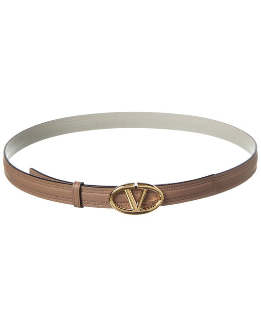 Valentino Vlogo Signature 20Mm Leather Belt Brown Multi