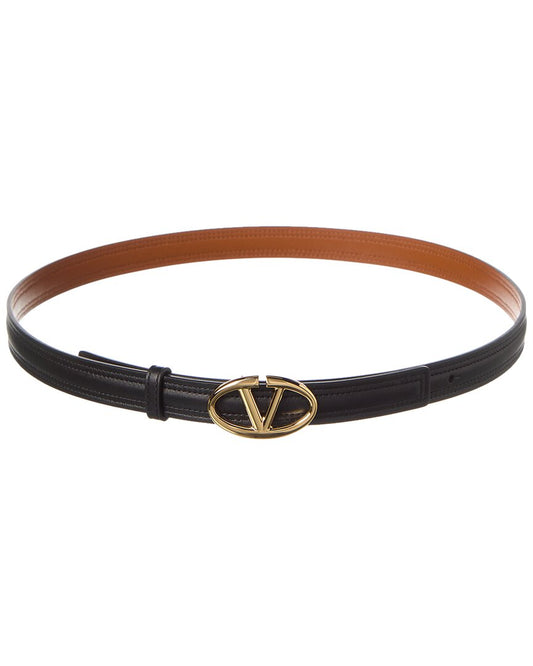 Valentino Vlogo Signature 20Mm Leather Belt Black