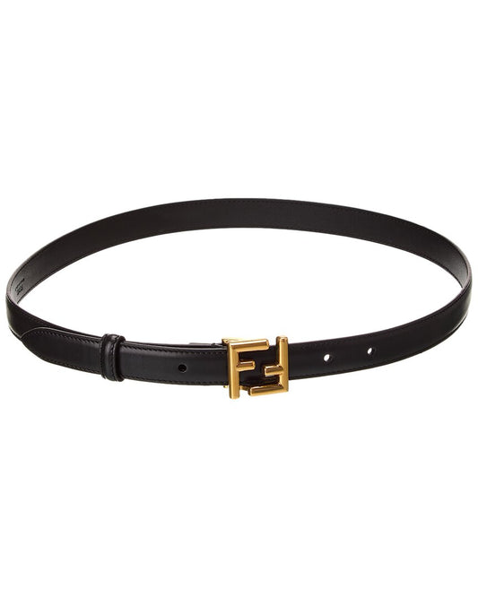 Fendi Ff Buckle Leather Belt 75 cm Black