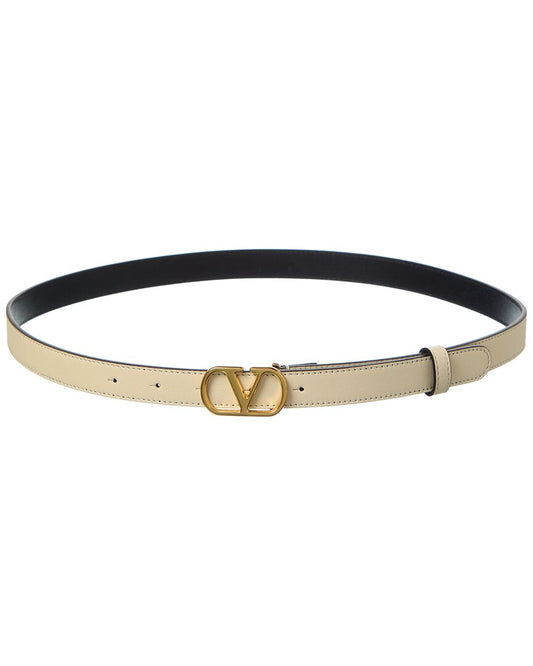 Valentino Vlogo Leather Belt White