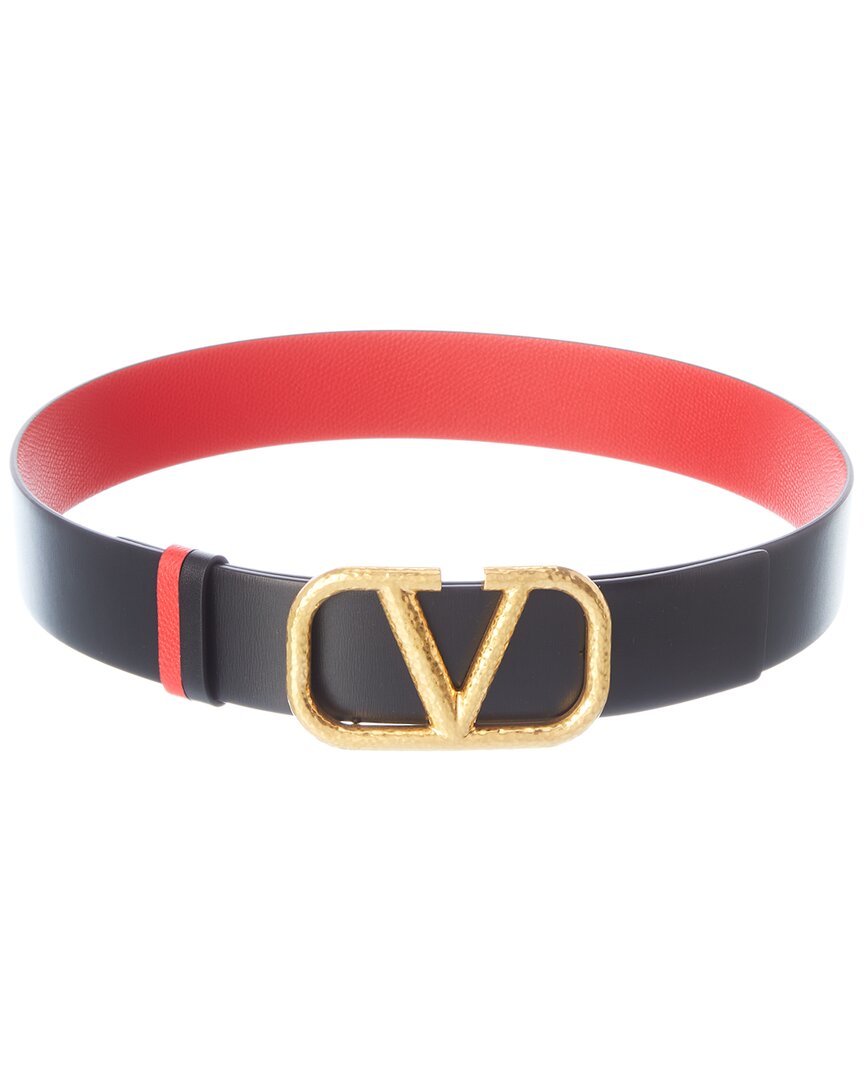 Valentino Vlogo 40Mm Reversible Leather Belt Red