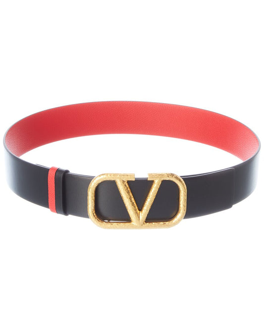 Valentino Vlogo 40Mm Reversible Leather Belt Red