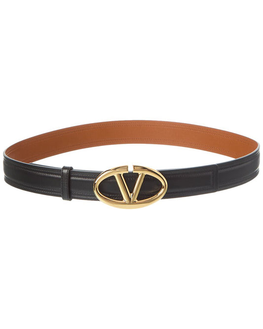 Valentino Vlogo Moon 30Mm Leather Belt Black