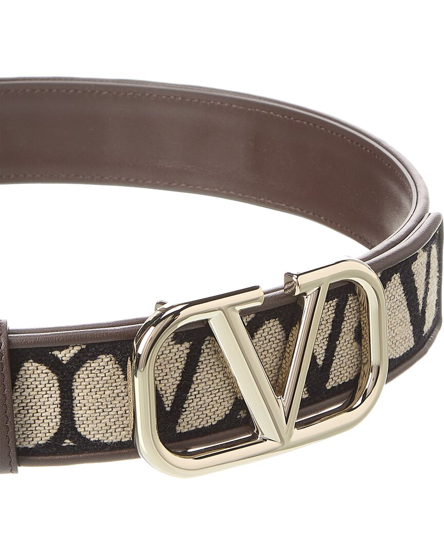 Valentino Vlogo 40Mm Toile Iconographe Canvas & Leather Belt
