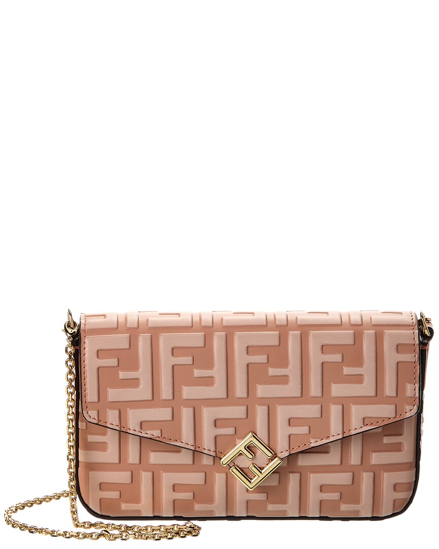 Fendi Ff Diamonds Leather Wallet On Chain ONE SIZE Pink