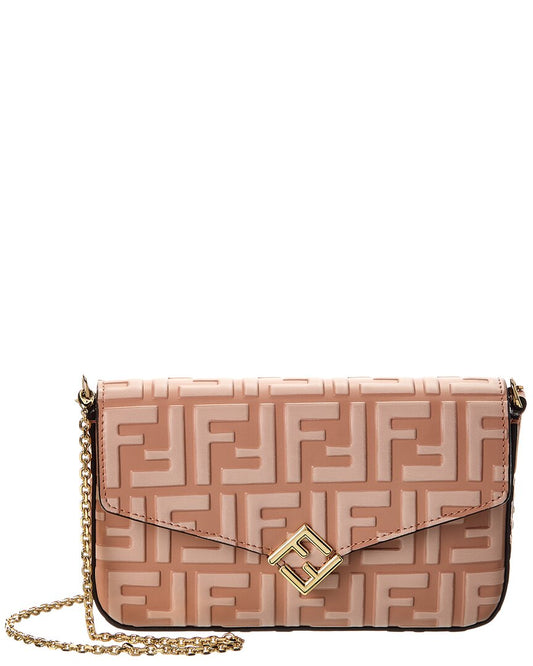 Fendi Ff Diamonds Leather Wallet On Chain ONE SIZE Pink