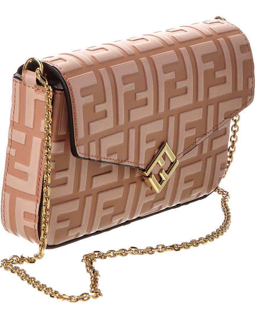 Fendi Ff Diamonds Leather Wallet On Chain