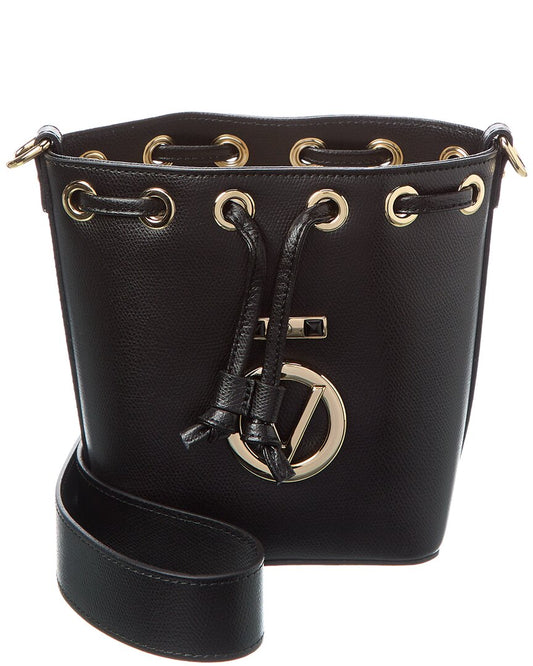 Valentino By Mario Valentino Jules Bonbonniere Leather Bucket Bag ONE SIZE Black