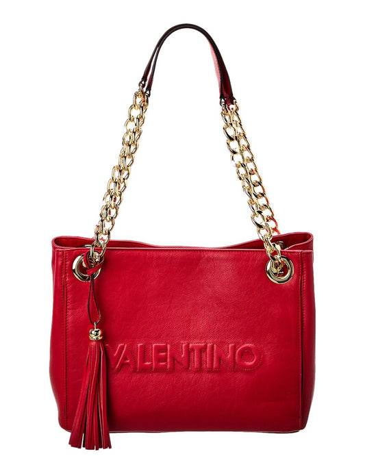Valentino By Mario Valentino Luisa Embossed Leather Shoulder Bag ONE SIZE Red