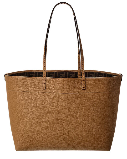 Fendi Roll Medium Leather Tote ONE SIZE Brown Multi