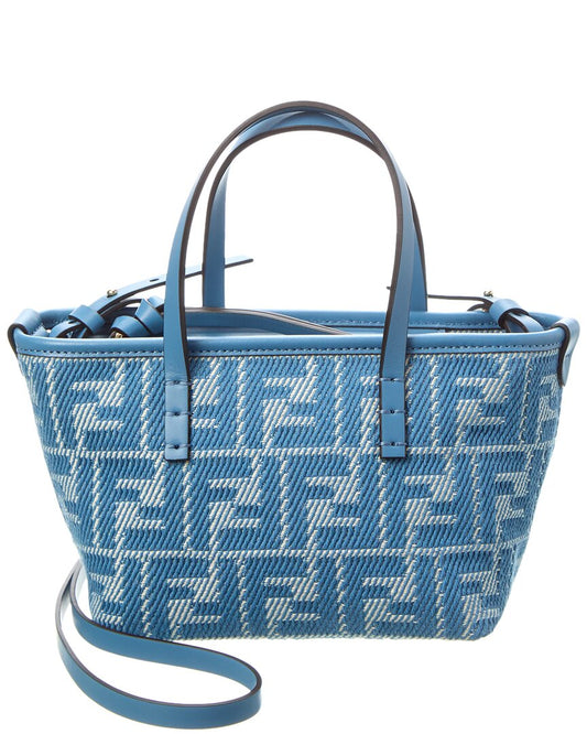 Fendi Roll Mini Ff Jacquard & Leather Tote ONE SIZE Blue