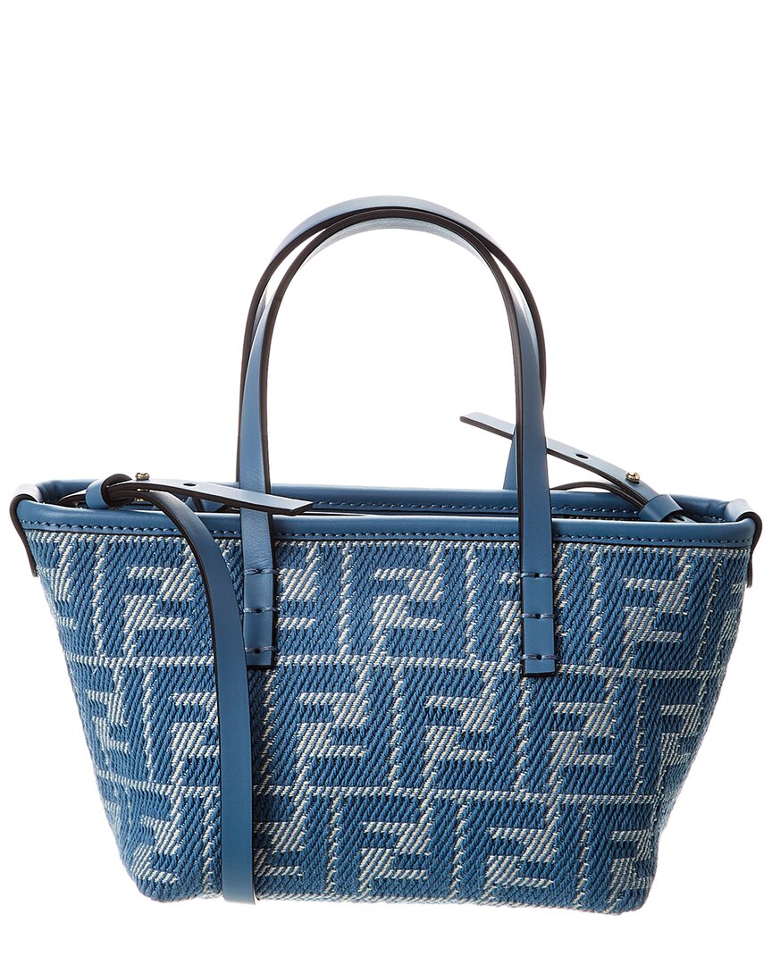 Fendi Roll Mini Ff Jacquard & Leather Tote ONE SIZE Blue