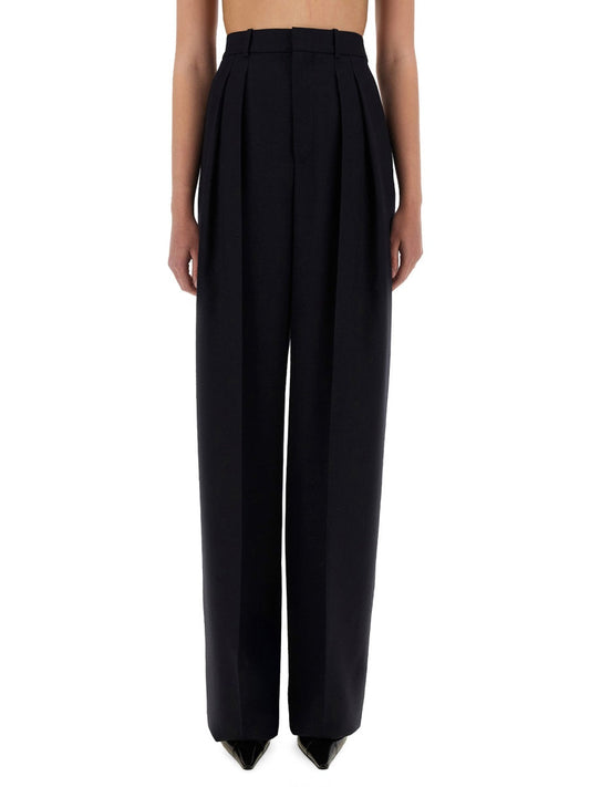 Saint Laurent Women Wide-Leg Pants In Grain De Poudre