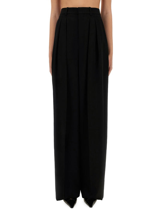 Saint Laurent Women Wide-Leg Pants In Grain De Poudre