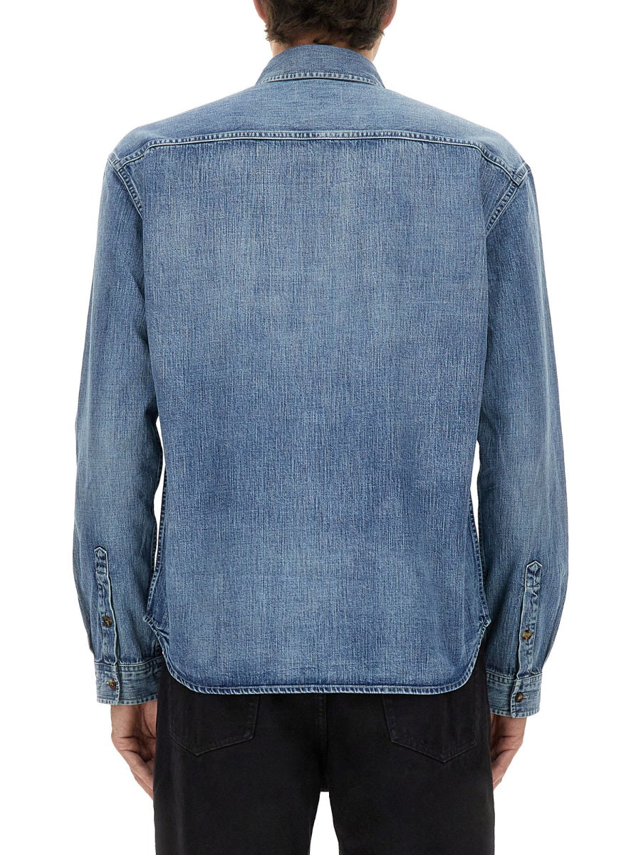 Saint Laurent Men Denim "Cassandre" Shirt