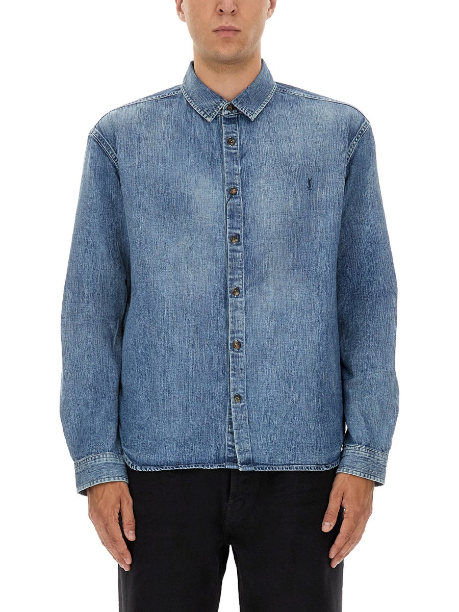 Saint Laurent Men Denim "Cassandre" Shirt