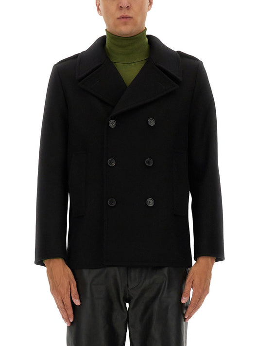 Saint Laurent Men Double-Breasted Wool Coat