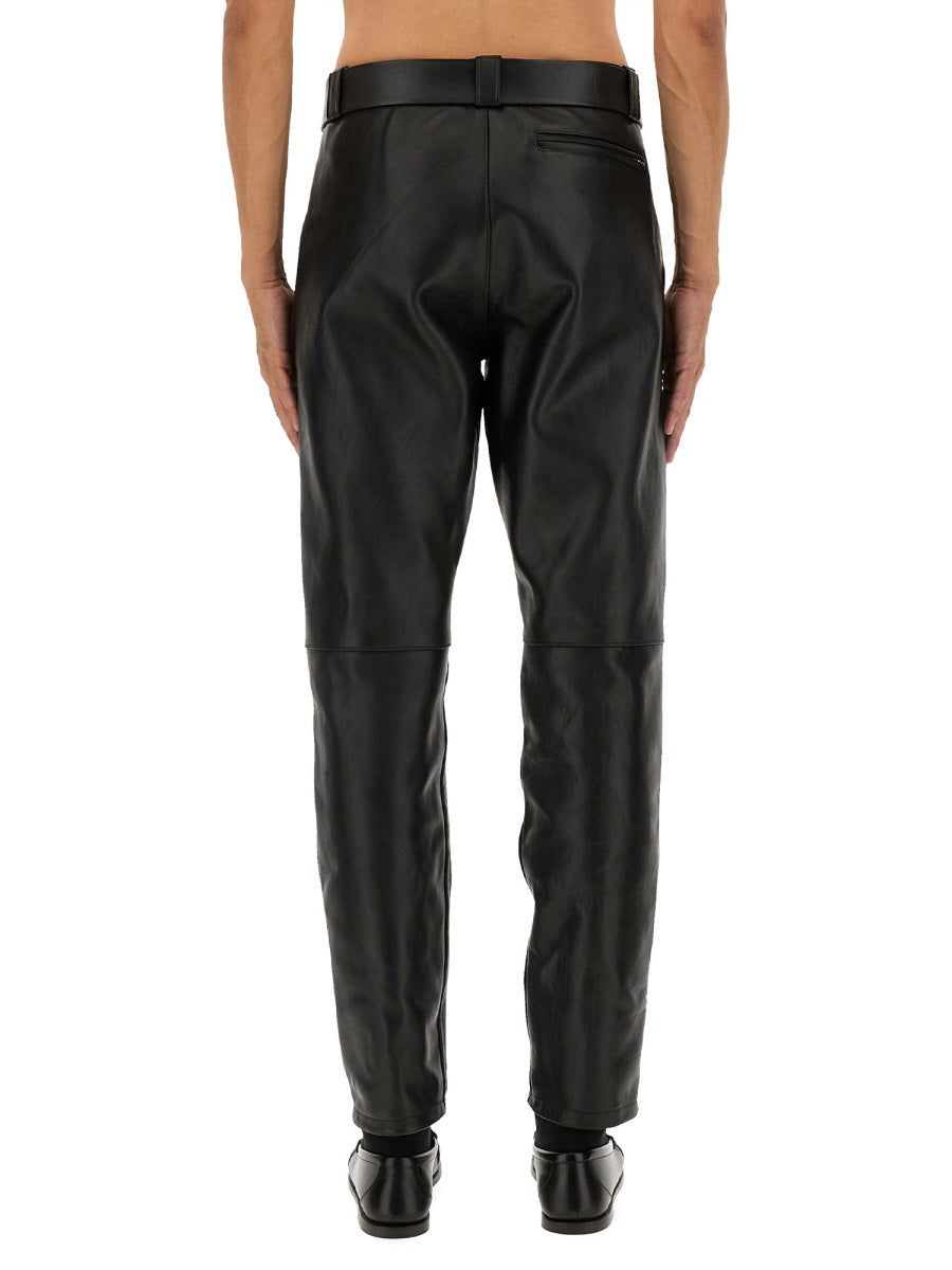 Saint Laurent Men Leather Pants With Belt