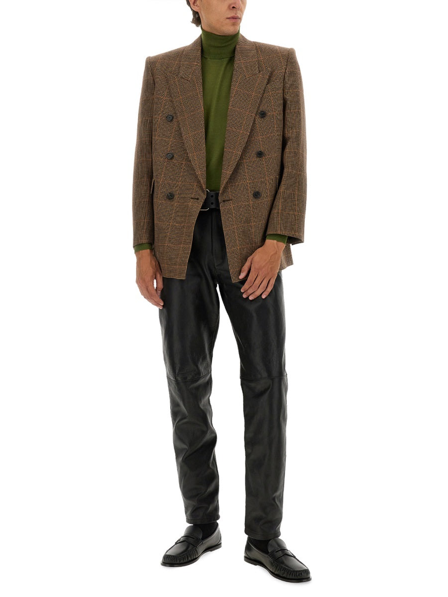 Saint Laurent Men Leather Pants With Belt
