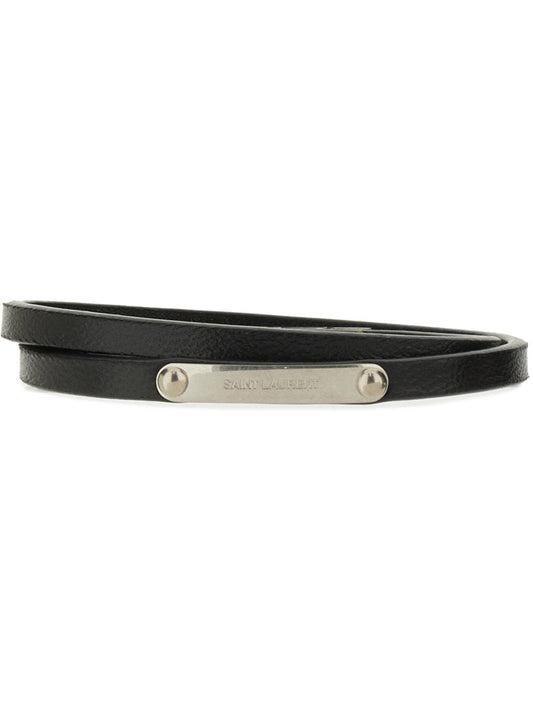 Saint Laurent Men Logo Plaque Bracelet