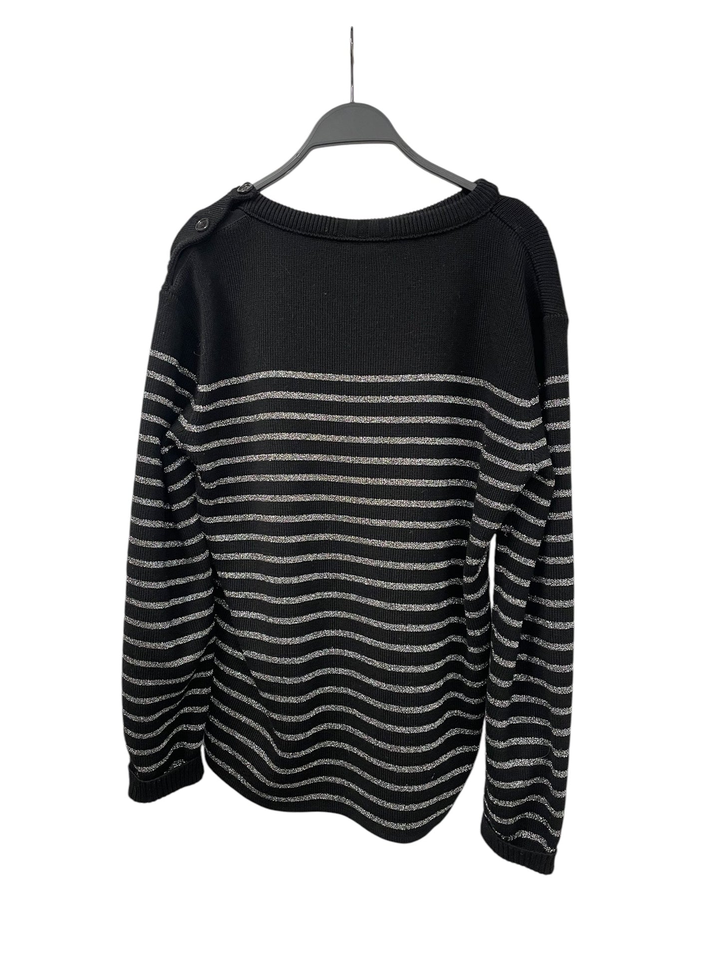 SAINT LAURENT/Sweater/XXL/Stripe/Cotton/SILVER STRIPE