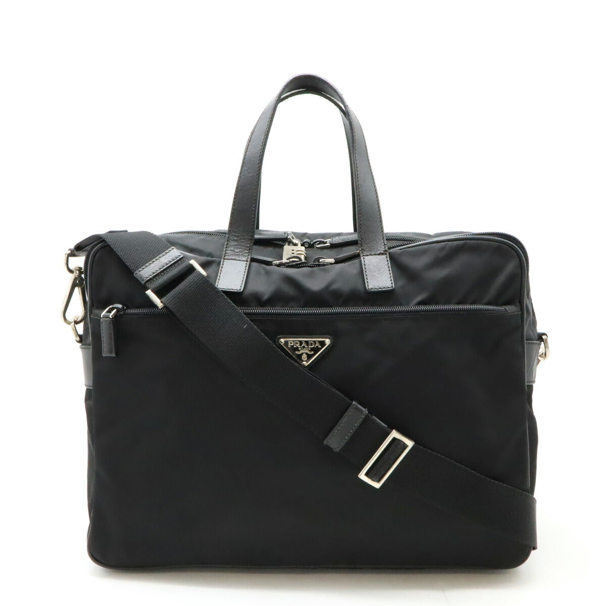 Prada Nylon Leather Business Briefcase