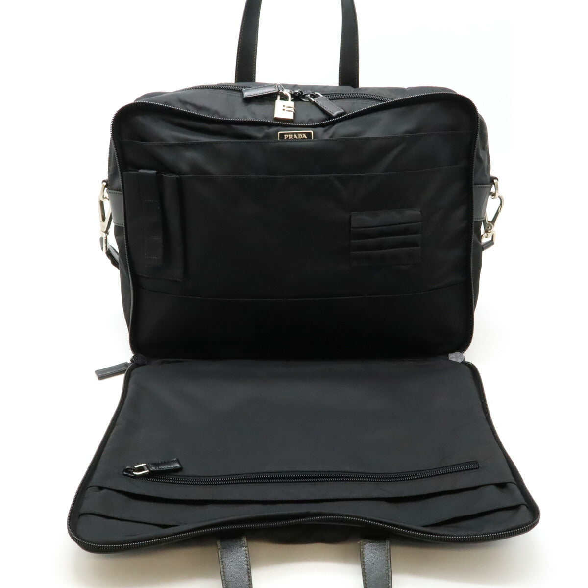 Prada Nylon Leather Business Briefcase