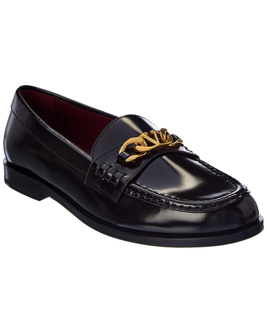 Valentino Vlogo Leather Loafer Black