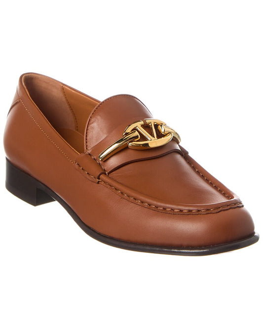 Valentino Vlogo Leather Loafer Brown Multi