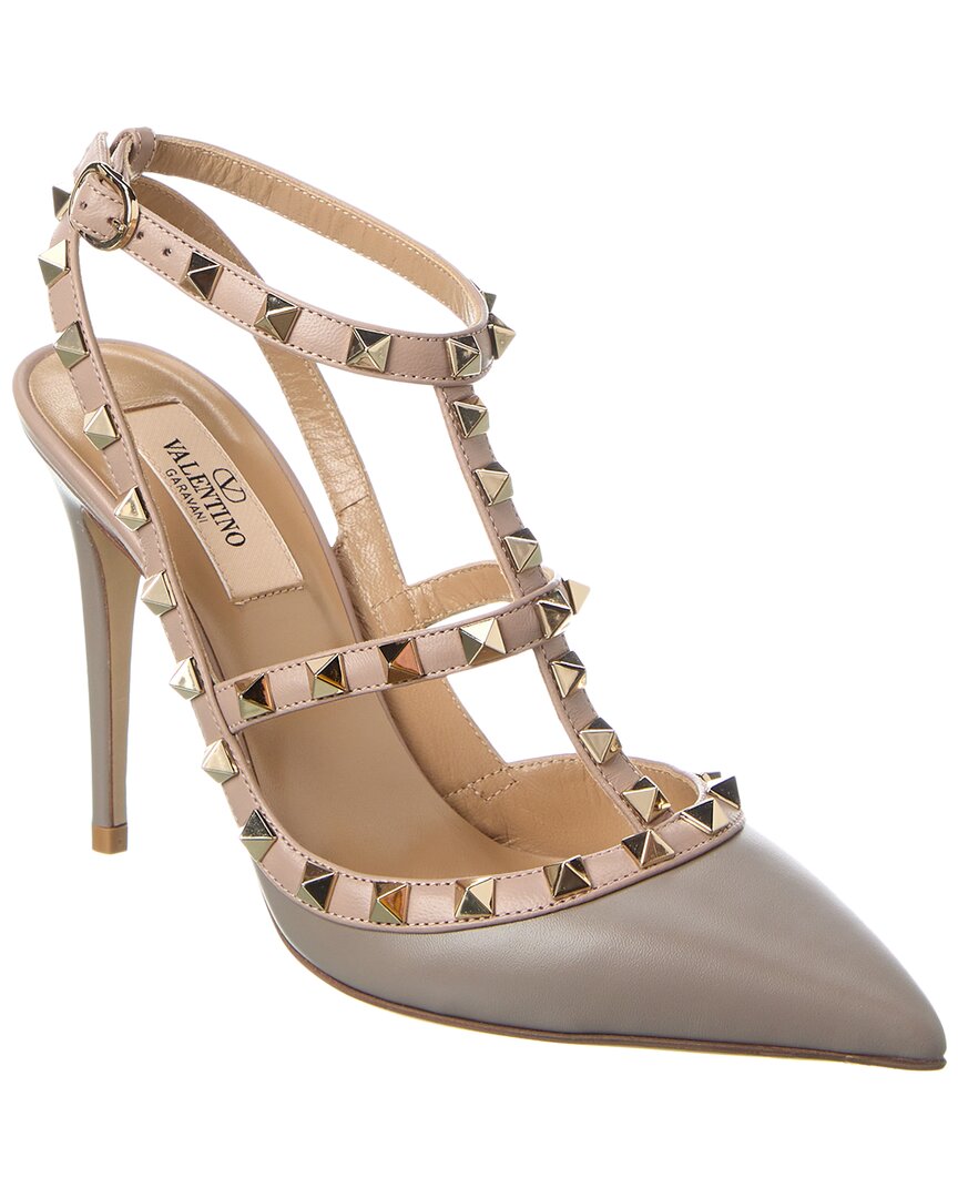 Valentino Rockstud Caged 100 Leather Pump Grey Multi