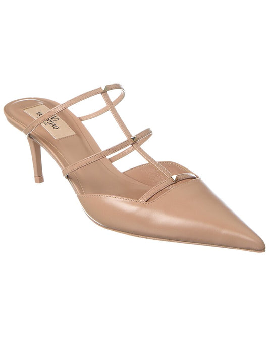 Valentino Rockstud Wispy 50 Leather Mule Pink
