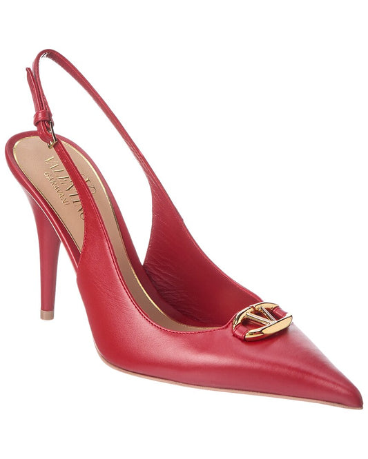 Valentino Vlogo 90 Leather Slingback Pump Red