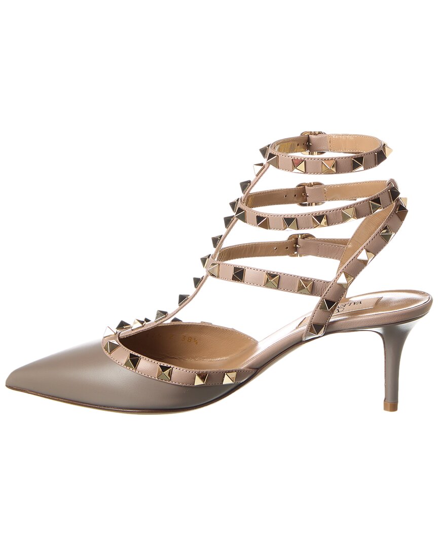 Valentino Rockstud Caged 65 Leather Ankle Strap Pump