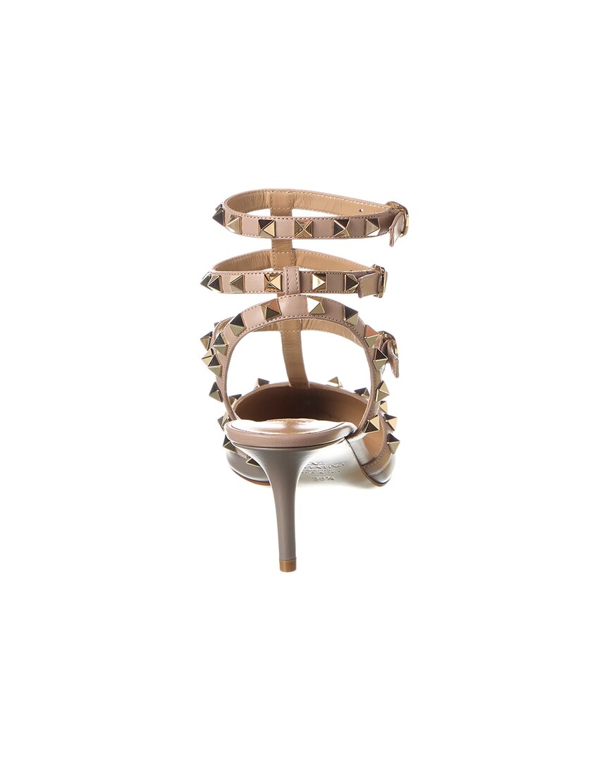 Valentino Rockstud Caged 65 Leather Ankle Strap Pump