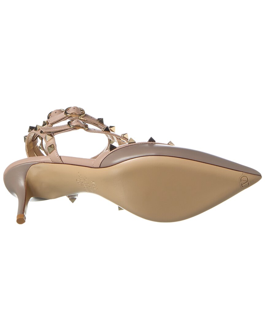 Valentino Rockstud Caged 65 Leather Ankle Strap Pump