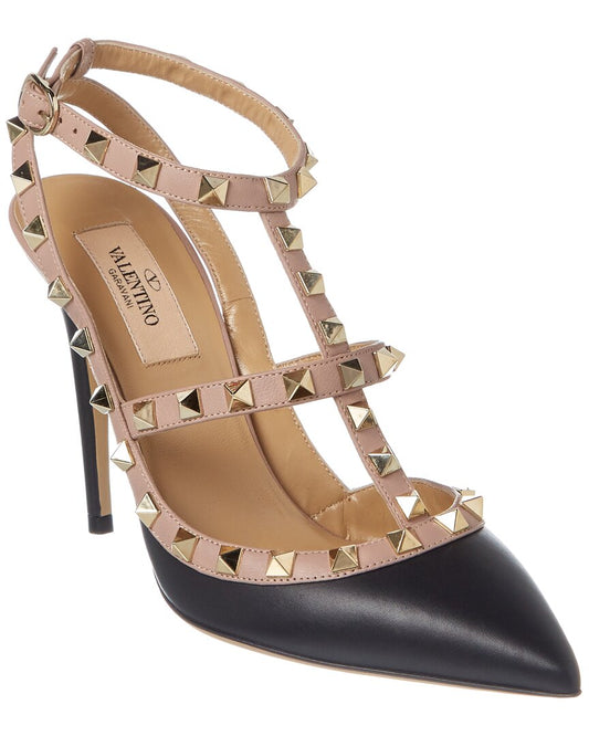 Valentino Rockstud Caged 100 Leather Pump Black